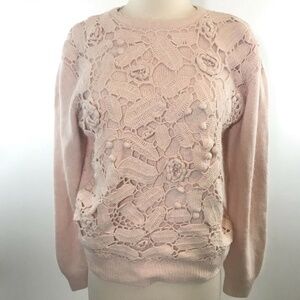 Jaclyn Smith Pink Flower Beaded Knitted Sweater